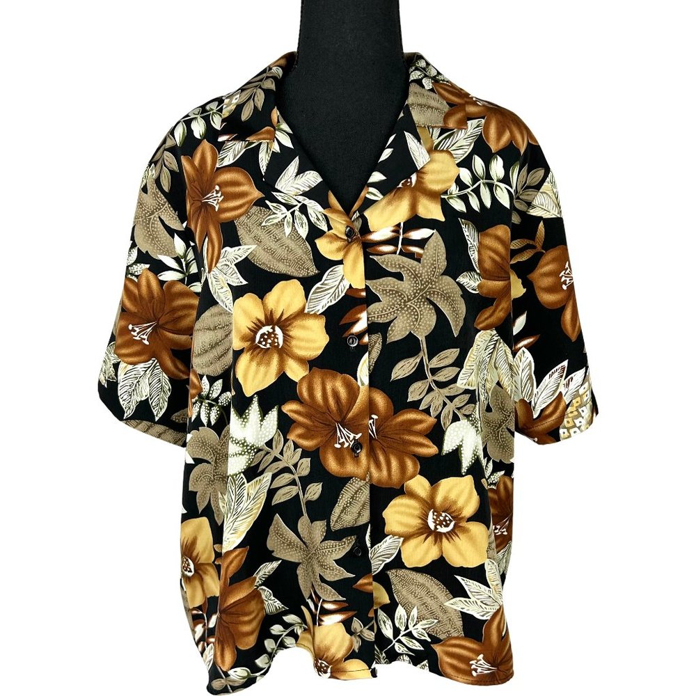 VINTAGE 80s Short Sleeve Floral Hawaiian Shirt